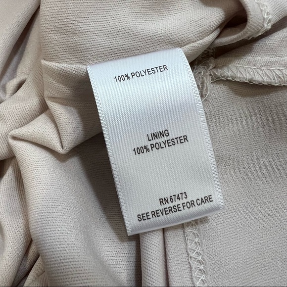 Taylor Sand True Blush V Neck Ruffle Hem Midi Dress Gathered Waist SZ 2 - Picture 9 of 13